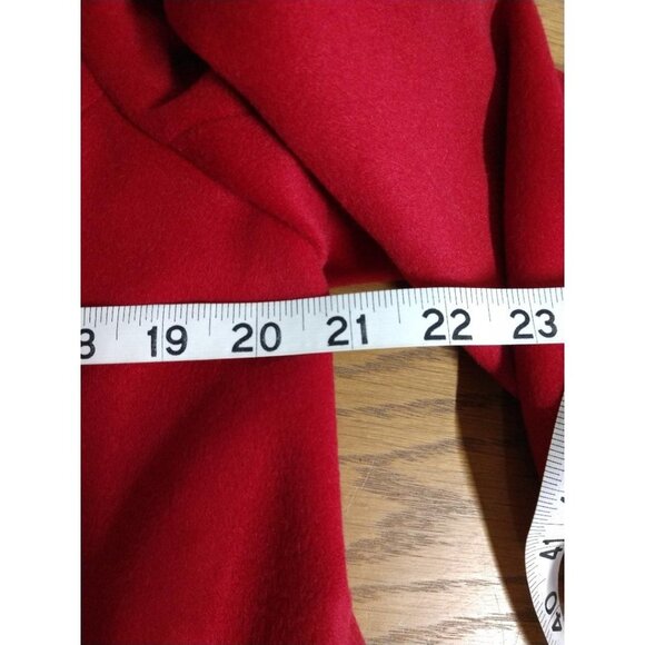 Harve Benard Womens Red Wool Blend Short Coat With Button Closure & Collar - Picture 5 of 7